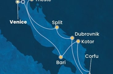 Itálie, Černá Hora, Řecko, Chorvatsko z Marghery na lodi Costa Deliziosa