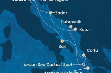 Itálie, Řecko, Chorvatsko, Černá Hora z Marghery na lodi Costa Deliziosa