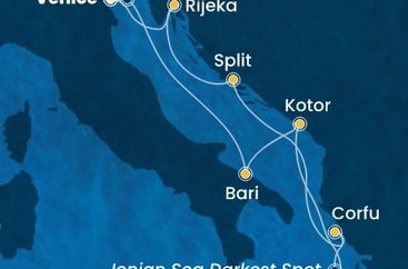 Itálie, Černá Hora, Řecko, Chorvatsko z Marghery na lodi Costa Deliziosa