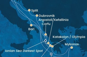 Itálie, Řecko, Chorvatsko z Marghery na lodi Costa Deliziosa