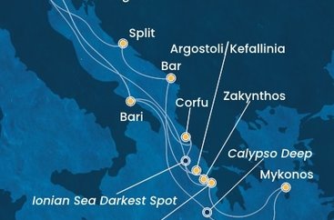 Itálie, Řecko, Černá Hora, Chorvatsko z Marghery na lodi Costa Deliziosa