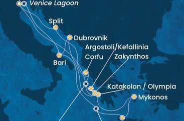 Itálie, Chorvatsko, Řecko z Marghery na lodi Costa Deliziosa