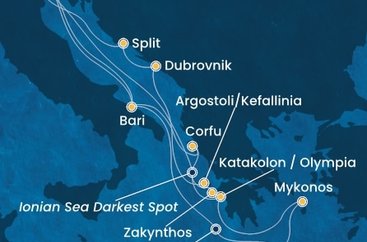Itálie, Řecko, Chorvatsko z Marghery na lodi Costa Deliziosa