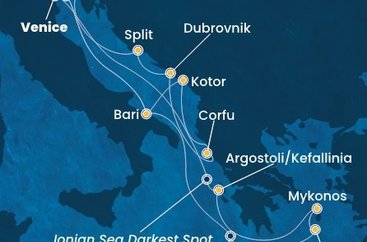 Itálie, Řecko, Černá Hora, Chorvatsko z Marghery na lodi Costa Deliziosa