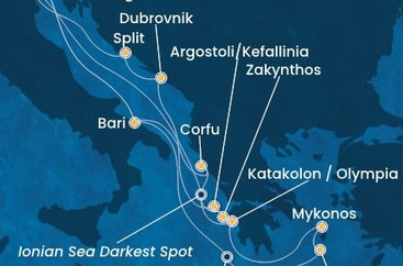 Itálie, Řecko, Chorvatsko z Marghery na lodi Costa Deliziosa