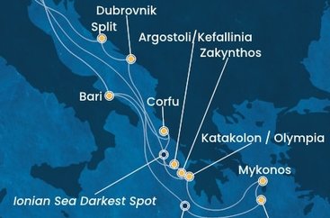 Itálie, Řecko, Chorvatsko z Marghery na lodi Costa Deliziosa