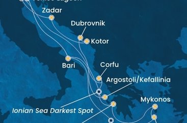 Itálie, Řecko, Chorvatsko, Černá Hora z Marghery na lodi Costa Deliziosa