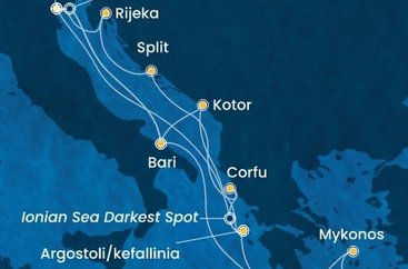 Itálie, Černá Hora, Řecko, Chorvatsko z Marghery na lodi Costa Deliziosa