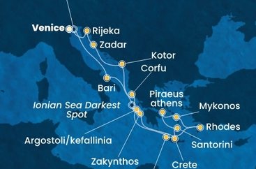 Itálie, Řecko, Černá Hora, Chorvatsko z Marghery na lodi Costa Deliziosa