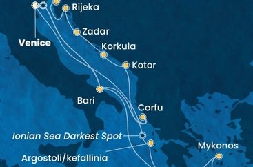 Itálie, Řecko, Černá Hora, Chorvatsko z Marghery na lodi Costa Deliziosa