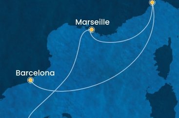 Španělsko, Francie, Itálie z Palma de Mallorca na lodi Costa Diadema