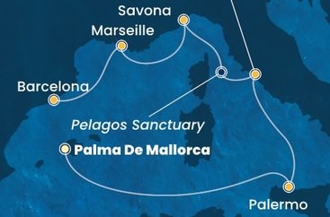 Španělsko, Itálie, Francie z Palma de Mallorca na lodi Costa Toscana