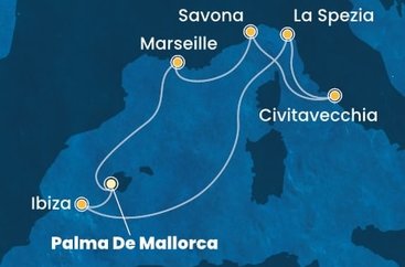 Španělsko, Itálie, Francie z Palma de Mallorca na lodi Costa Pacifica