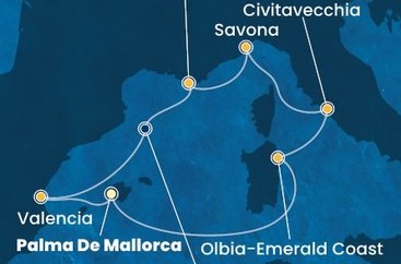 Španělsko, Itálie, Francie z Palma de Mallorca na lodi Costa Pacifica