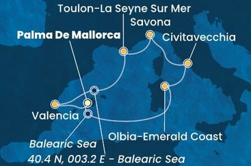 Španělsko, Itálie, Francie z Palma de Mallorca na lodi Costa Pacifica