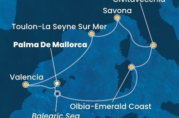 Španělsko, Itálie, Francie z Palma de Mallorca na lodi Costa Pacifica
