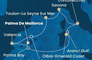 Španělsko, Itálie, Francie z Palma de Mallorca na lodi Costa Pacifica