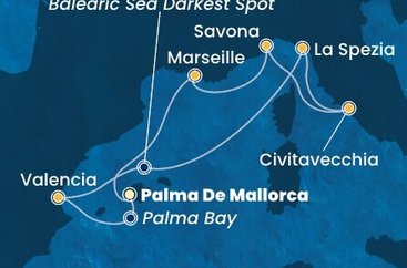 Španělsko, Itálie, Francie z Palma de Mallorca na lodi Costa Pacifica