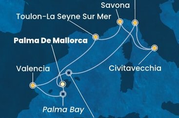 Španělsko, Itálie, Francie z Palma de Mallorca na lodi Costa Pacifica