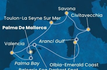 Španělsko, Itálie, Francie z Palma de Mallorca na lodi Costa Pacifica