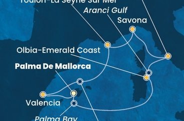 Španělsko, Itálie, Francie z Palma de Mallorca na lodi Costa Pacifica