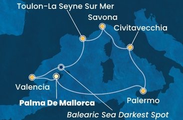 Španělsko, Itálie, Francie z Palma de Mallorca na lodi Costa Pacifica