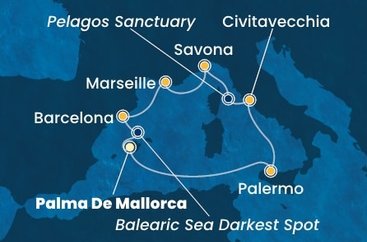 Španělsko, Itálie, Francie z Palma de Mallorca na lodi Costa Toscana
