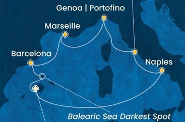 Španělsko, Itálie, Francie z Palma de Mallorca na lodi Costa Toscana