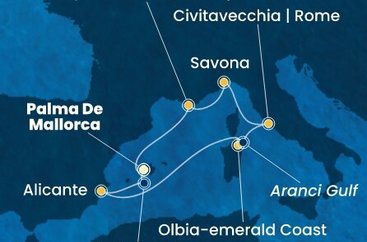 Španělsko, Itálie, Francie z Palma de Mallorca na lodi Costa Pacifica