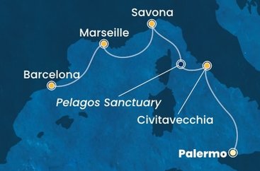 Itálie, Francie, Španělsko z Palerma na lodi Costa Toscana