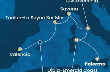 Itálie, Francie, Španělsko z Palerma na lodi Costa Pacifica