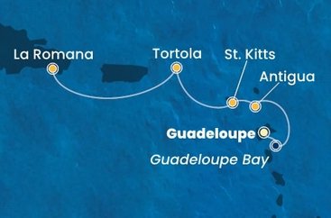 Guadeloupe, Antigua a Barbuda, Svatý Kryštof a Nevis, Britské Panenské ostrovy, Dominikánská republika z Pointe-à-Pitre na lodi Costa Fascinosa