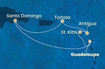 Guadeloupe, Svatý Kryštof a Nevis, Antigua a Barbuda, Britské Panenské ostrovy, Dominikánská republika z Pointe-à-Pitre na lodi Costa Favolosa