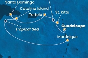 Guadeloupe, Svatý Kryštof a Nevis, Britské Panenské ostrovy, Dominikánská republika, Martinik z Pointe-à-Pitre na lodi Costa Fascinosa