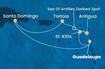 Guadeloupe, Svatý Kryštof a Nevis, Antigua a Barbuda, Britské Panenské ostrovy, Dominikánská republika z Pointe-à-Pitre na lodi Costa Favolosa