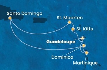 Guadeloupe, Svatý Kryštof a Nevis, Svatý Martin, Dominikánská republika, Dominika, Martinik z Pointe-à-Pitre, Guadeloupe na lodi Costa Favolosa