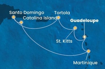Guadeloupe, Svatý Kryštof a Nevis, Britské Panenské ostrovy, Dominikánská republika, Martinik z Pointe-à-Pitre na lodi Costa Fascinosa