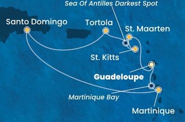 Guadeloupe, Svatý Martin, Svatý Kryštof a Nevis, Britské Panenské ostrovy, Dominikánská republika, Martinik z Pointe-à-Pitre na lodi Costa Favolosa