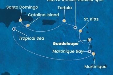 Guadeloupe, Svatý Kryštof a Nevis, Britské Panenské ostrovy, Dominikánská republika, Martinik z Pointe-à-Pitre na lodi Costa Fascinosa