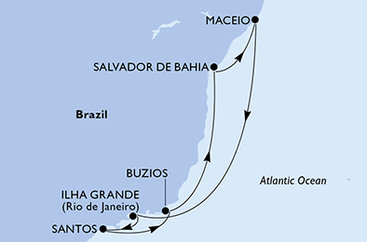 Brazílie ze Salvadoru na lodi MSC Virtuosa