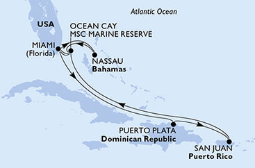 USA, Bahamy, Dominikánská republika z Miami na lodi MSC Seaside