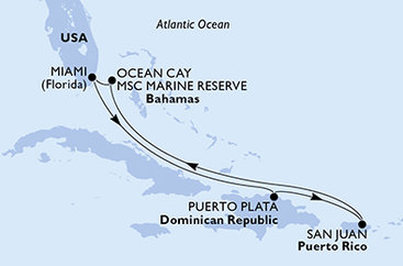 USA, Dominikánská republika, Bahamy z Miami na lodi MSC Seaside