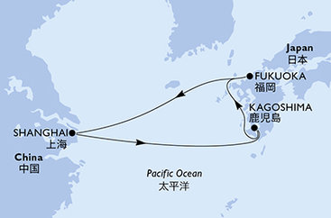 Čína, Japonsko ze Šanghaje na lodi MSC Bellissima