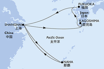 Čína, Japonsko ze Šanghaje na lodi MSC Bellissima