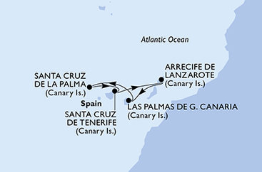 Španělsko z Lanzarote na lodi MSC Euribia