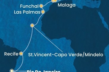 Brazílie, Kapverdy, Španělsko, Portugalsko z Rio de Janeira na lodi Costa Serena