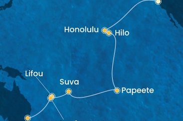 USA, Francouzská Polynésie, Fidži, Nová Kaledonie, Austrálie ze San Francisca na lodi Costa Deliziosa