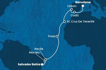 Brazílie, Kapverdy, Španělsko, Portugalsko ze Salvadoru na lodi Costa Pacifica