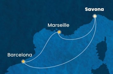Itálie, Španělsko, Francie ze Savony na lodi Costa Serena