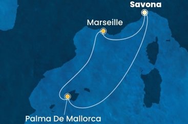 Itálie, Španělsko, Francie ze Savony na lodi Costa Diadema